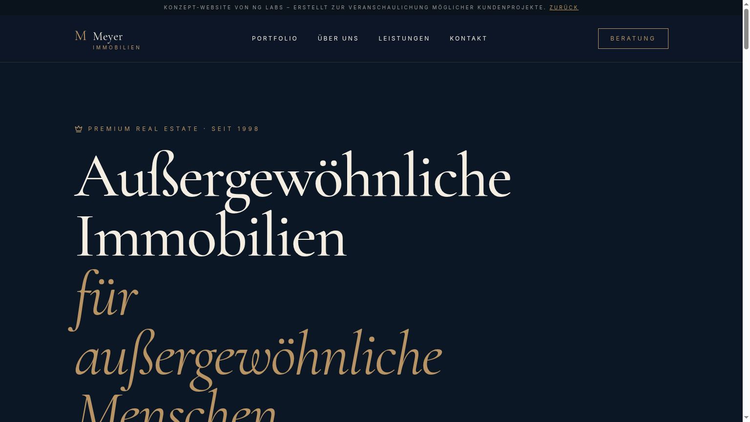 Meyer Immobilien – Konzept-Mockup