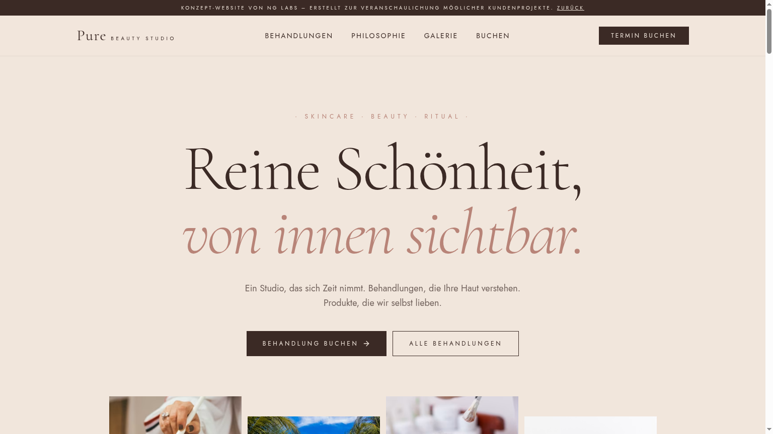 Pure Beauty Studio – Konzept-Mockup