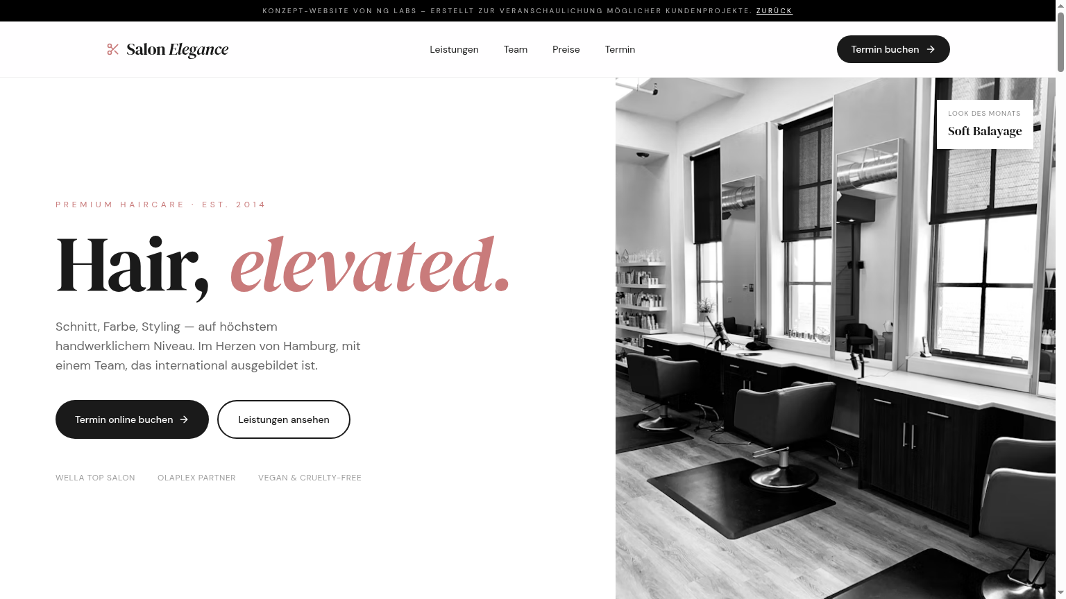 Salon Elegance – Konzept-Mockup