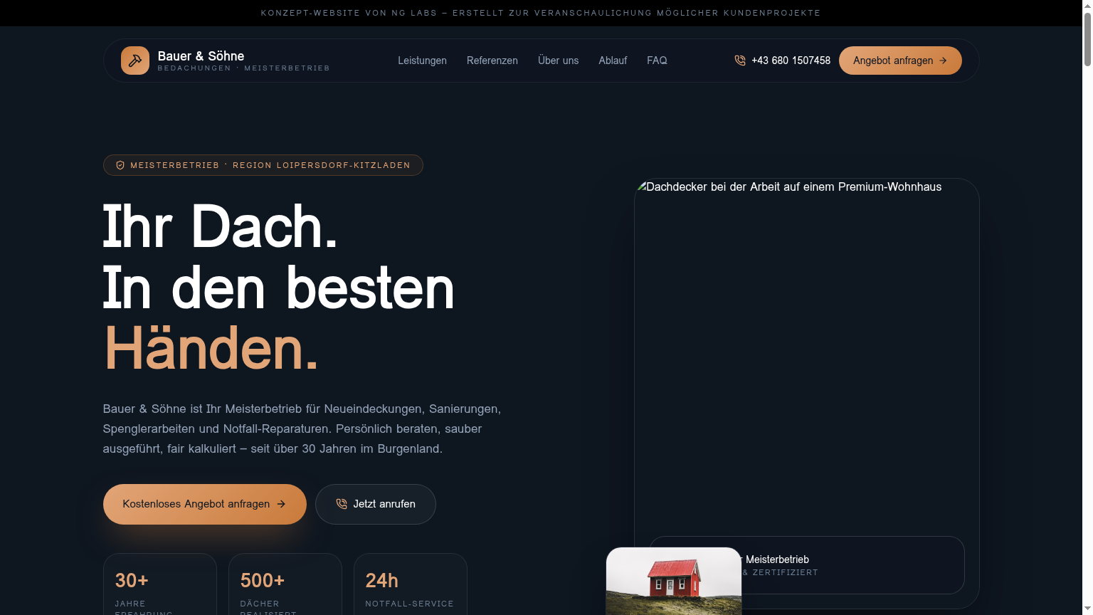 Bauer & Söhne Bedachungen – Konzept-Mockup