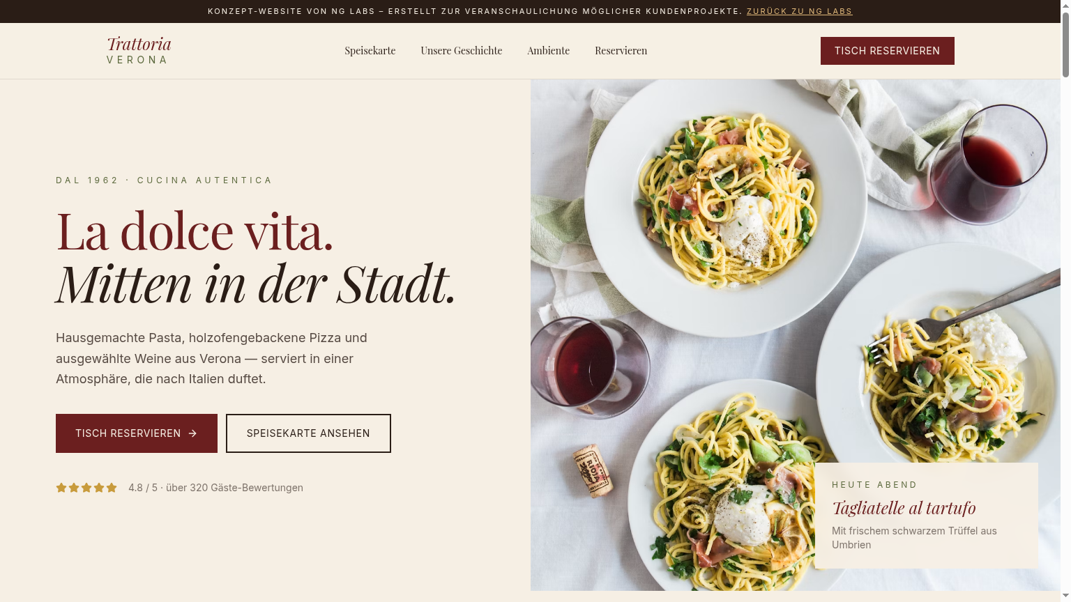 Trattoria Verona – Konzept-Mockup